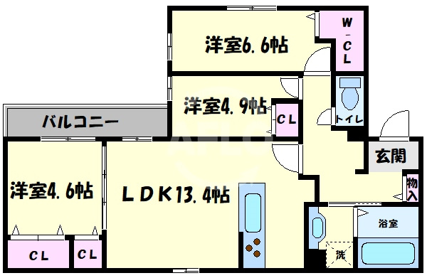 ダイヤモンドフジ天王寺東ゴールド　桑津小学校区の間取り|ダイヤモンドフジ天王寺東ゴールド　間取り