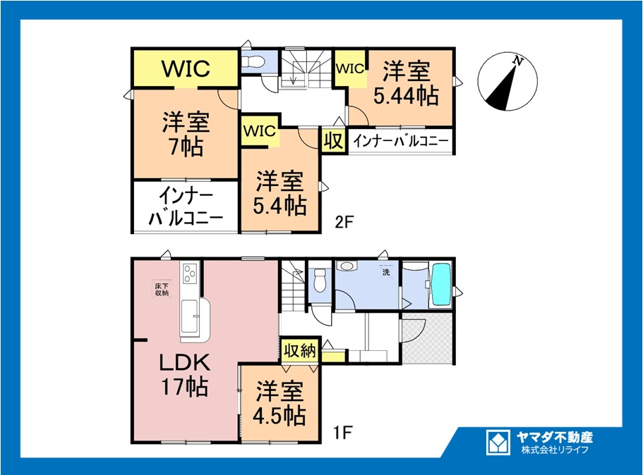リーブルガーデン　一宮市萩原町第四　全2区画分譲の間取り|■1号棟　■ヤマダ不動産　株式会社リライフ　
■夢のマイホーム購入をフルサポートします！
