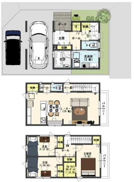福田3丁目　新築戸建の間取り
