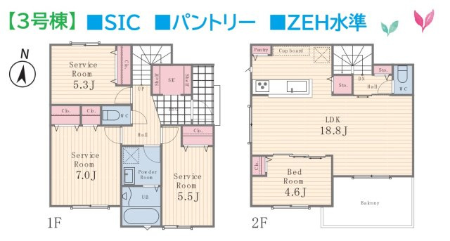 座間市座間2丁目1期　全3棟　3号棟の間取り|SICにはアウトドア用品等汚れを気にすることなく、すっきり♪
リビング収納は、日用品をさっと取り出せて使い勝手良好です！