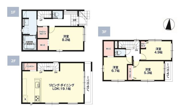 福岡市西区小戸3丁目第8-3棟（3号棟）の間取り|全居室収納付きで便利です。
