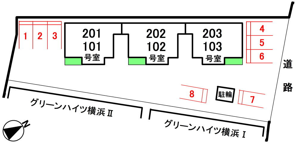 ベルフィーユ横浜の区画図|駐車場