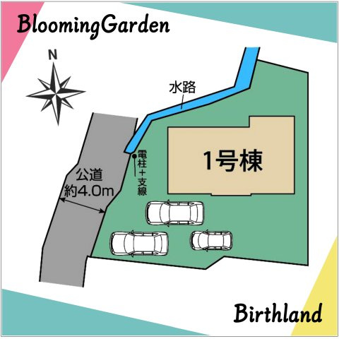 新築戸建・新築建売　福島市笹谷南一本松　笹谷小・信陵中の区画図|駐車スペースは3台可能です！（車種による）お庭付きでガーデニングなども楽しむことができます！