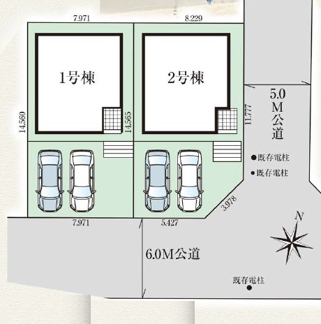 ★★沖縄市松本3期－1号棟（全2棟）の区画図|2台
