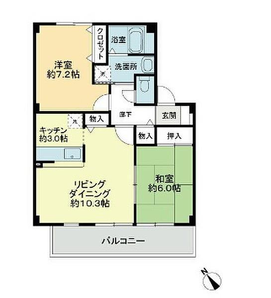 徳島市北沖洲１丁目の賃貸マンションの間取り