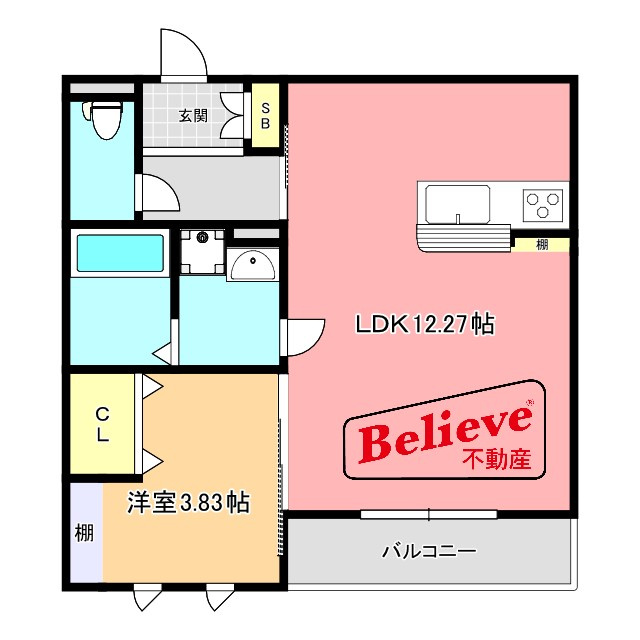D-roomT.MⅡの間取り|46.91平米の広々とした1LDK♪