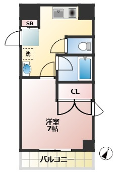 米勢ビル　オートロック　ネット無料　角部屋　南向きの間取り