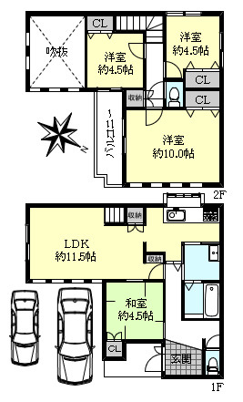 明石市魚住町清水戸建の間取り