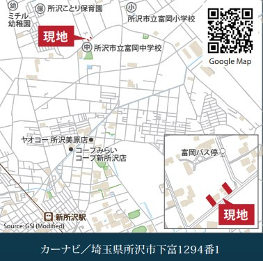 仲介手数料無料　グラファーレ所沢市下富13期・新築全2棟の地図