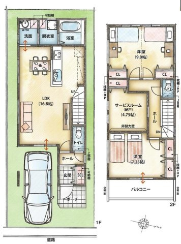 滝の茶屋駅まで徒歩３分・ZEH水準住宅・城が山　３号地の間取り