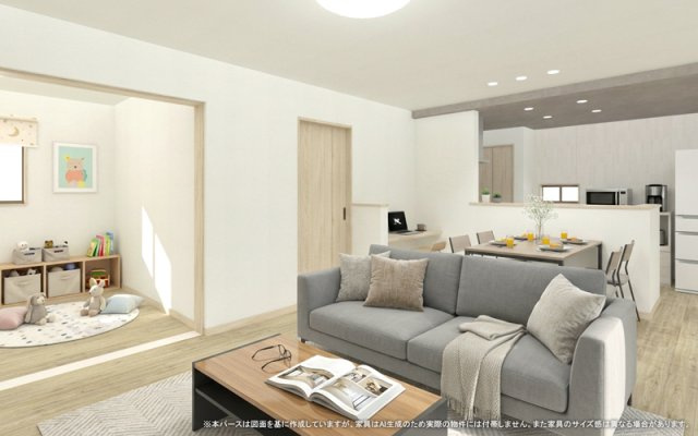 【完成予想図】 | 【LDK　イメージパース】
※画像は設計図面を基に作成したイメージです。