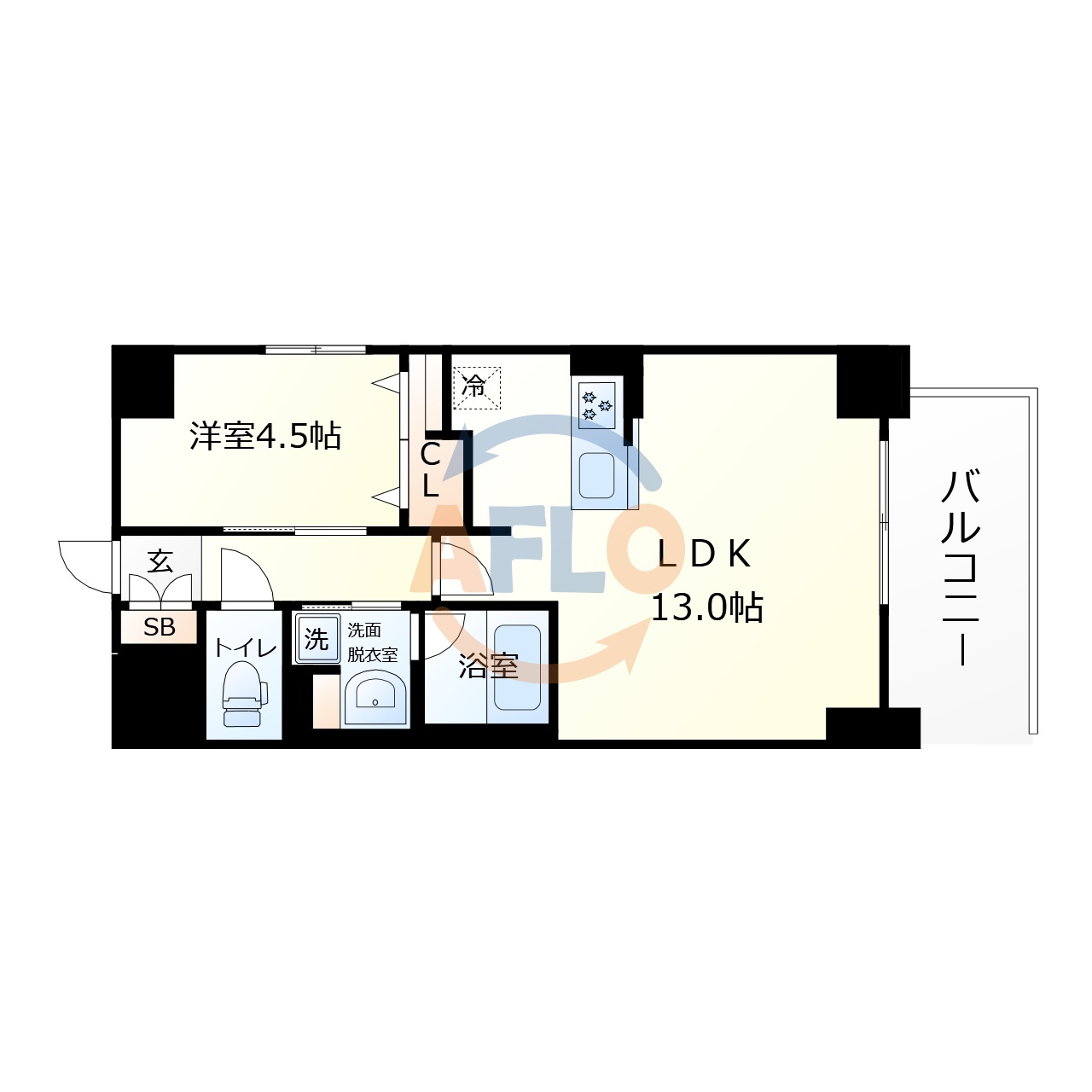 サンセール豊崎の間取り|サンセール豊崎　開放感のある間取り