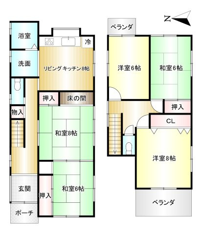 葛城市葛城１期　の間取り|5DK　土地面積：161.98ｍ2　建物面積：110.96ｍ2　駐車可