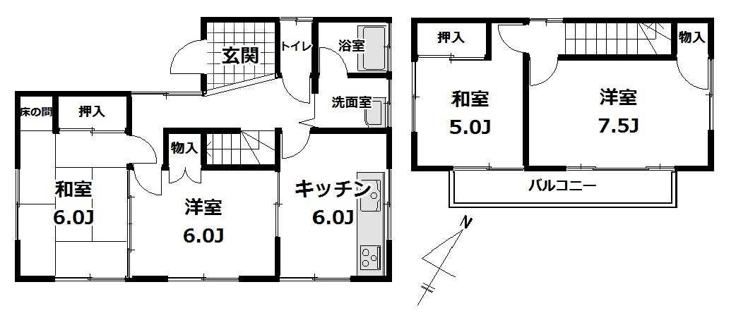 中古戸建　野田市木間ケ瀬5352-12の間取り