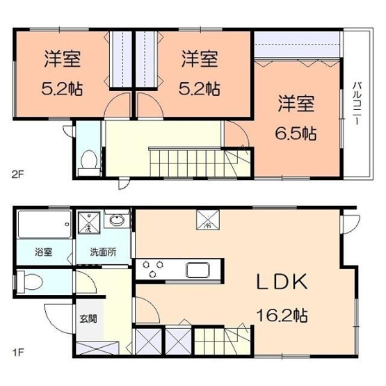 【間取り】 | 大谷北貸家戸建てＢ棟