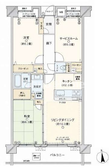 クレストフォルム南砂仙台堀川公園の間取り|南向きにつきまして日当たり・通風良好