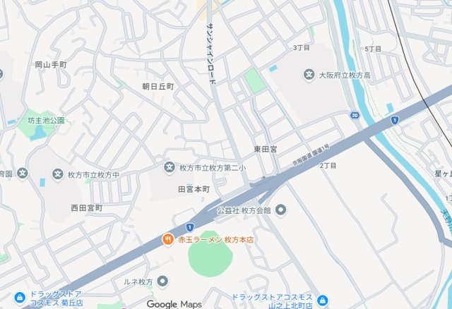 ■枚方市田宮本町　新築一戸建ての地図
