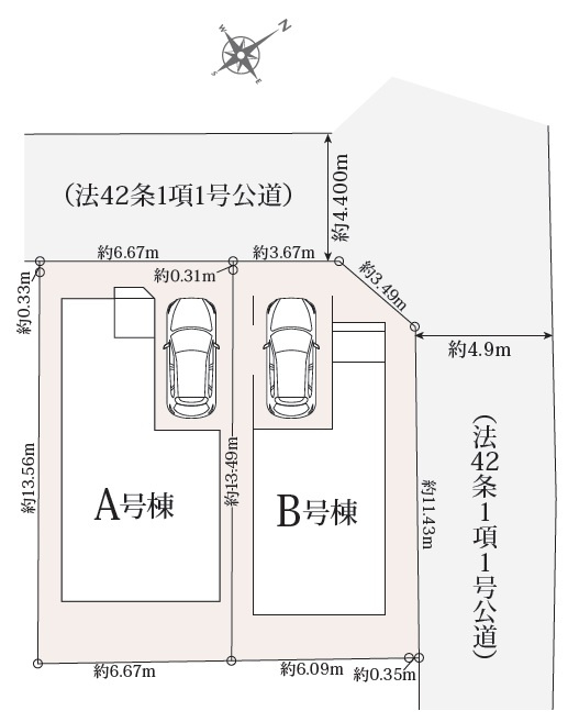 ■枚方市田宮本町　新築一戸建ての区画図|全2区画