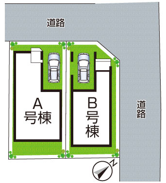 ■枚方市田宮本町　新築一戸建ての区画図|全2区画
