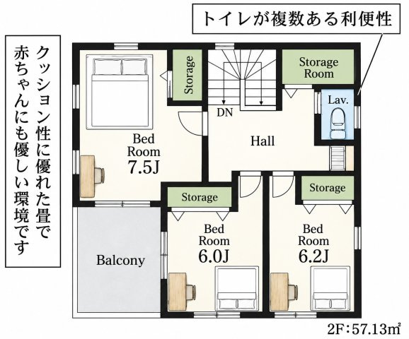 鴻巣松原3期 3号棟の間取り|2F