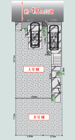 練馬区東大泉3丁目　好立地　耐震×ZEH水準住宅　全2棟の区画図