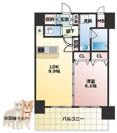 スプランディッド江坂駅前の間取り