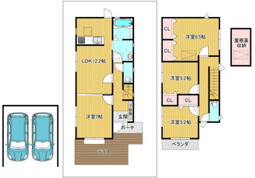 神戸市東灘区森北町7丁目　中古戸建の間取り|南東向きで陽当たり・通風良好です！