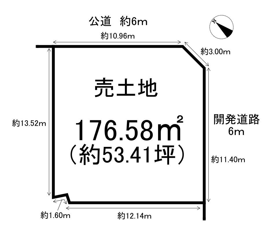 常滑市榎戸町3丁目 第4期　全12区画　2号地の土地図|2号地　土地：176.58㎡　価格：1447万円