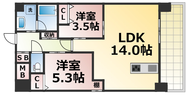 【間取り】 | グランマーレ小路駅前　仲介手数料無料