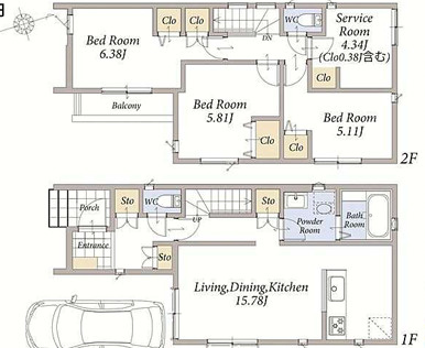 茅ヶ崎市円蔵１丁目　新築戸建　全6棟の間取り|３号棟