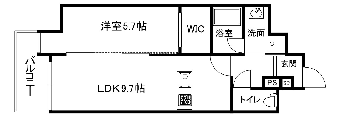 大阪市中央区松屋町の賃貸マンションの間取り