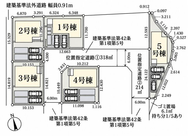 鴻巣松原3期 5号棟の区画図