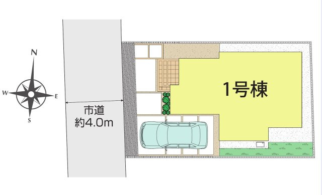 三鷹市井口4丁目 西武多摩川線 新小金井駅 新築戸建の区画図