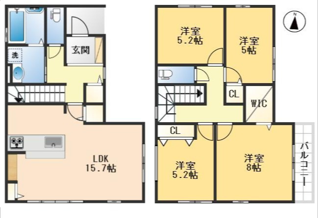 豊中市上津島2丁目　新築戸建の間取り