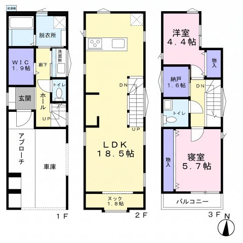 東新小岩３階建て一軒家の間取り