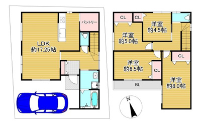 【参考プラン】 | 三箇１丁目B号地（建築条件付売土地） | 参考プラン間取り図。
間取りご相談ください♪