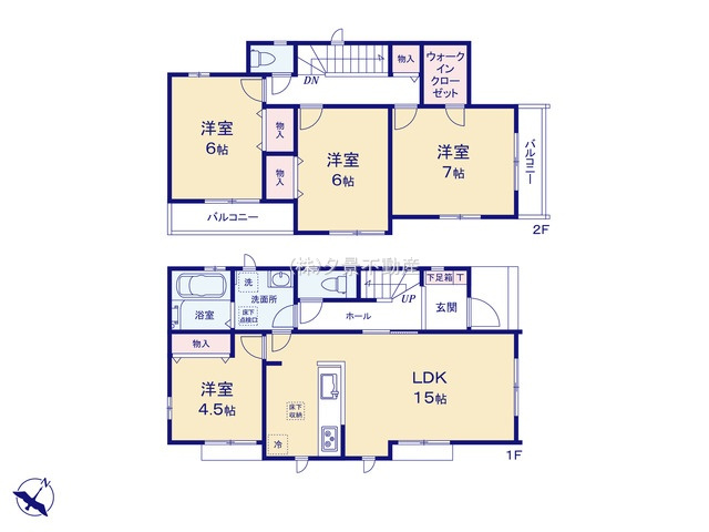 《仲介手数料無料》岩槻区上野１丁目13-4新築一戸建てハートフルタウンの間取り
