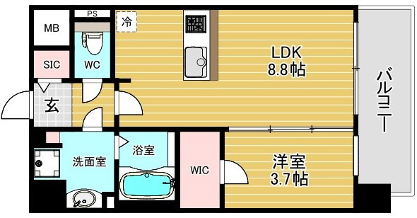 大阪市港区田中２丁目の賃貸マンションの間取り