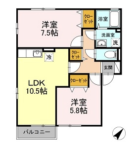 ベルデュール吉田　Ｂ棟の間取り