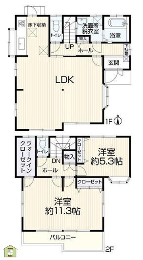 川口市木曽呂　中古一戸建ての間取り