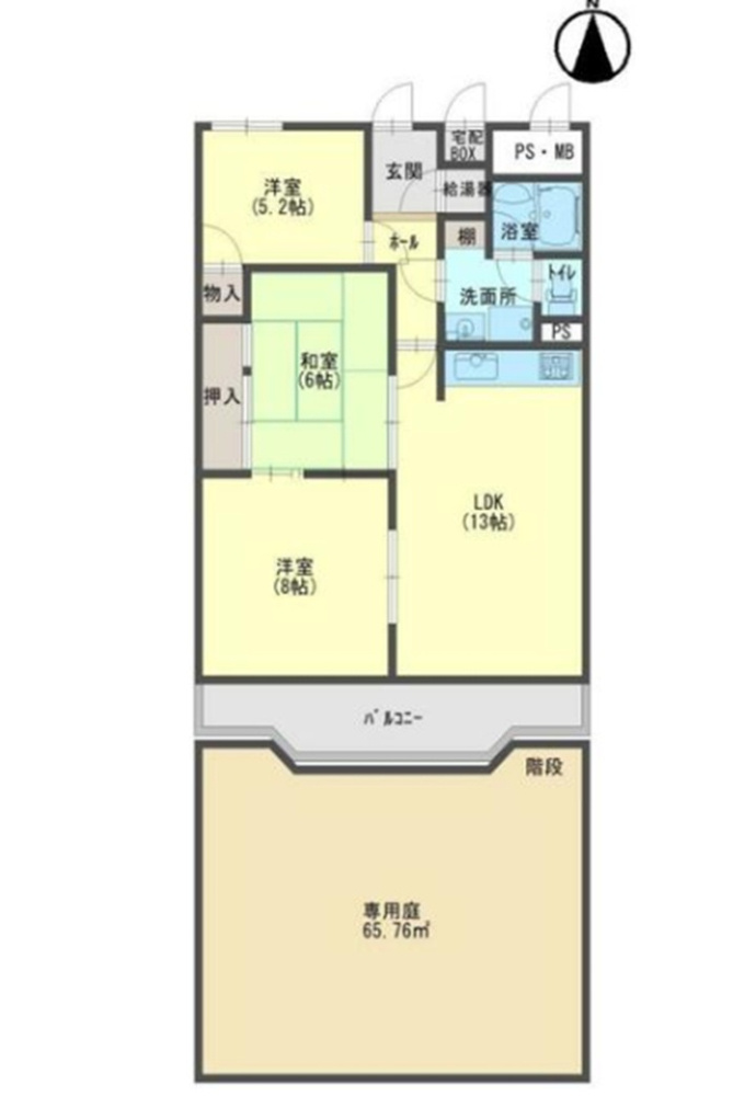 プラザ翠光の間取り|南向き専用庭　お部屋以外の息抜きできるスペースがあると気分転換になります
