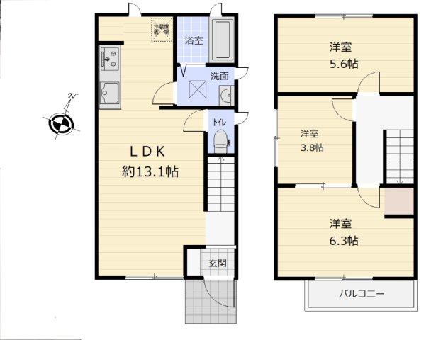 常滑市大野町４丁目　中古戸建の間取り