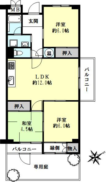 朝霧マンションA棟の間取り