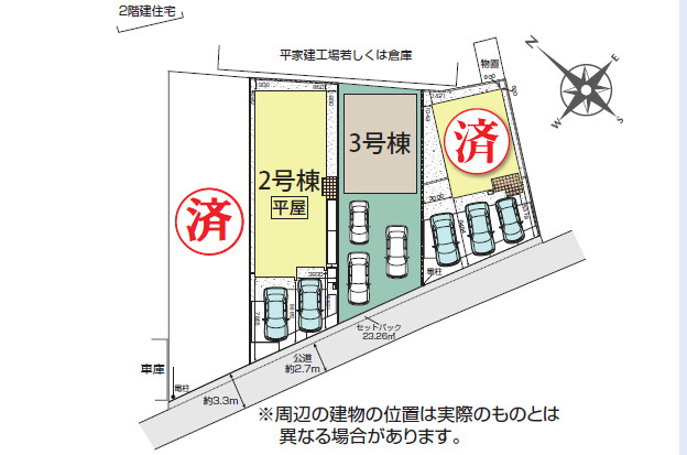 《仲介手数料半額》上尾市領家3期　全4棟　3号棟の区画図