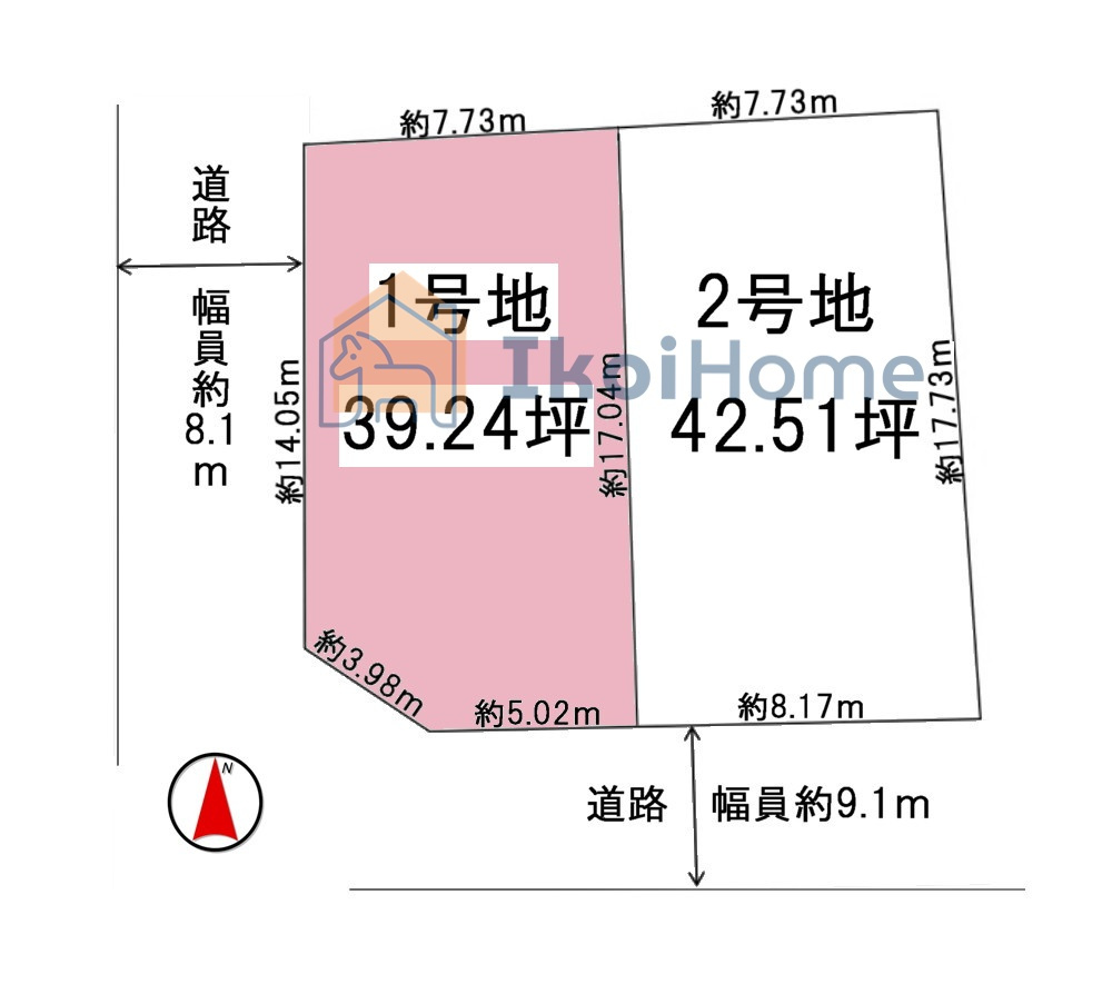 明石市大久保町高丘１丁目　全２区画１号地の土地図|●年中無休：当日予約可●建築プランの作成やご相談もお受け致します。