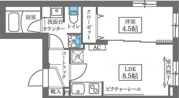COCOCUBE大森西　東邦医大通りの間取り|角部屋の1LDK