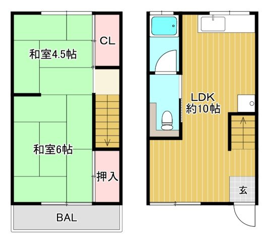 深江本町テラスハウスの間取り