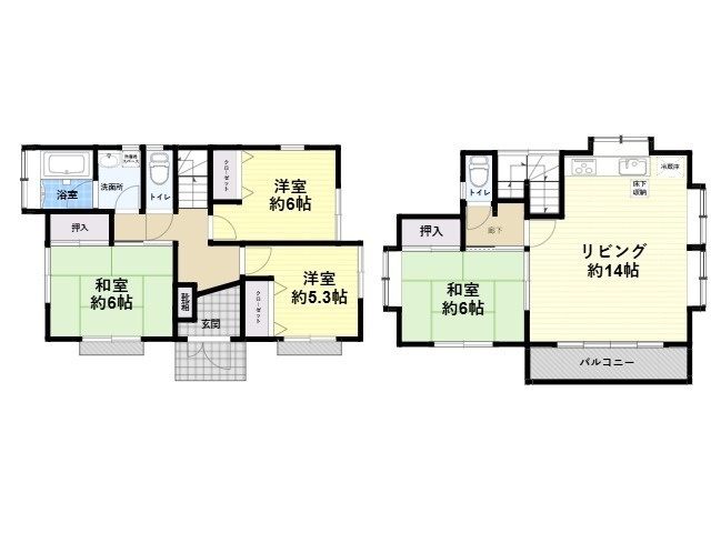 所沢市宮本町1丁目　中古売戸建の間取り