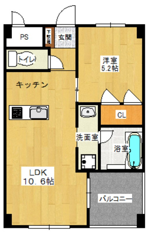 岡山市北区清輝橋２丁目の賃貸マンションの間取り