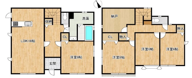 本多聞６丁目　中古戸建の間取り